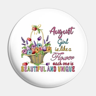 August Girl - Flower Basket Pin