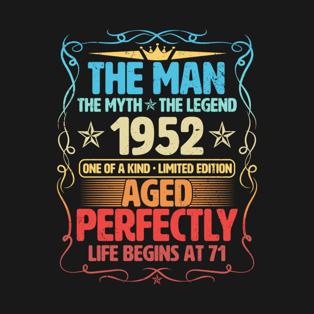 The Man 1952 Aged Perfectly Life Begins At 71st Birthday by Foshaylavona.Artwork