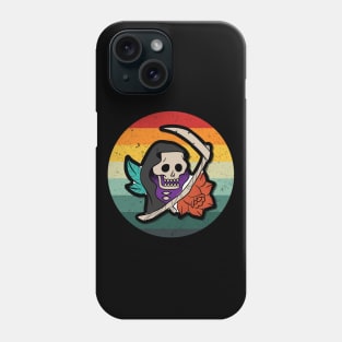 Vintage Spooky Halloween Grim Reaper Black Phone Case