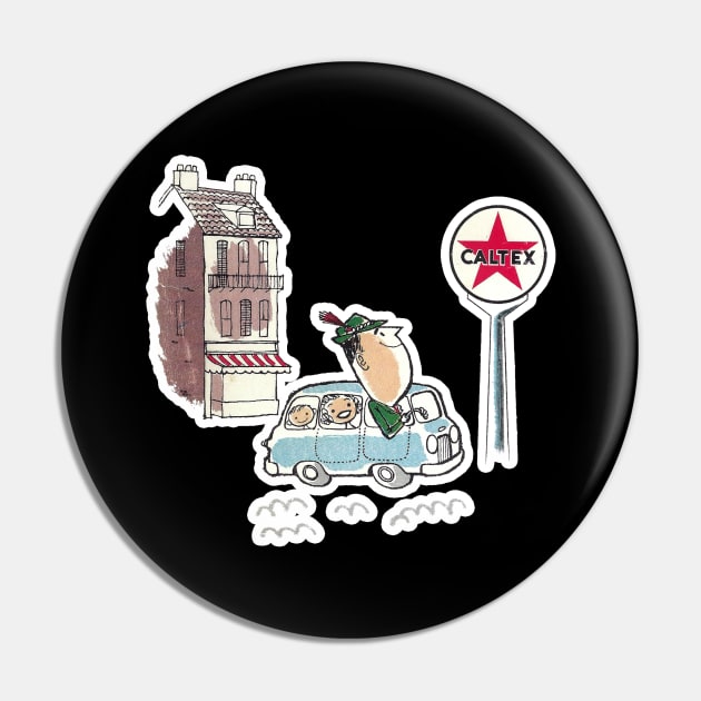 Caltex Driving Abroad Artwork Pin by RetroZest