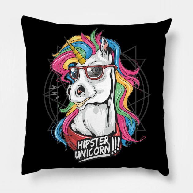 Hipster Unicorn Pillow by GermanStreetwear
