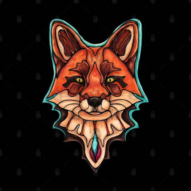 Red fox head, kitsune fox graphic by NadiaChevrel