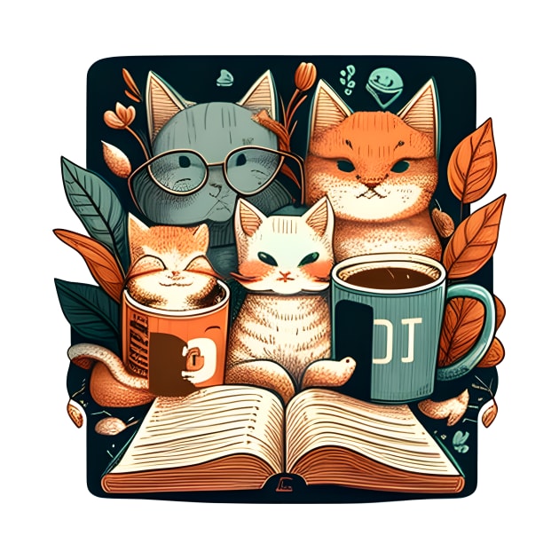 Foodilicious - Funny Cat Caffeine Addiction Coffee Reading Book by dashawncannonuzf