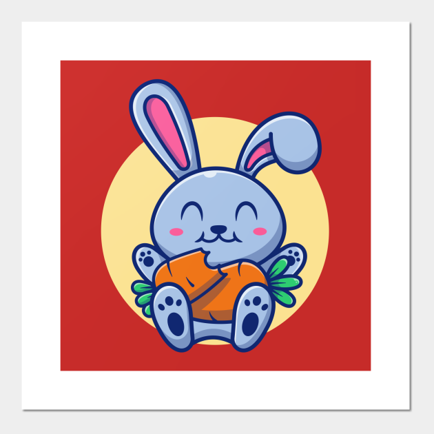 Cute Rabbit Eating Carrot Cartoon - Rabbit - Posters and Art Prints | TeePublic Cute Rabbit Eating Carrot Cartoon - Rabbit - Posters and Art Prints | TeePublic