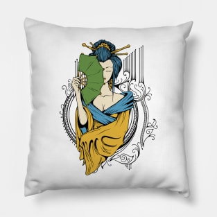 Japanese Geisha Girl Art Pillow