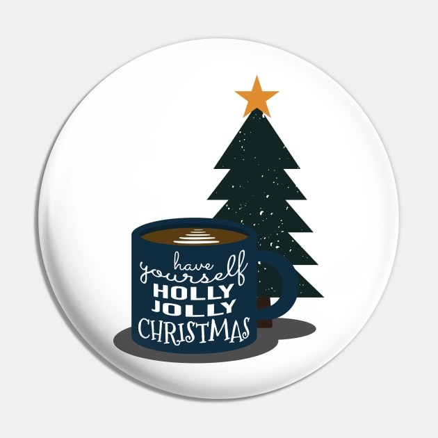 Christmas Hot Cocoa Beverage with Christmas Tree Pin by notami