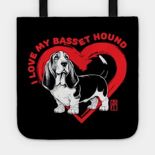 I Love My Basset Hound - I Love my dog - Friendly dog Tote