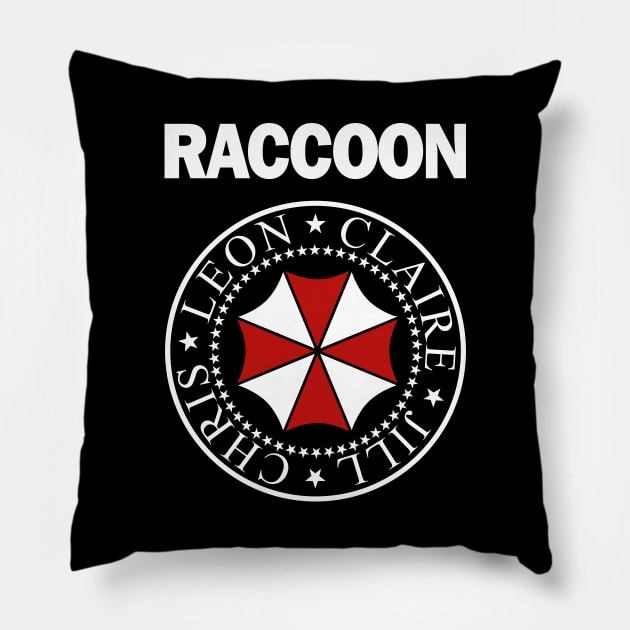 Raccoon City Band Pillow by Power Up Prints