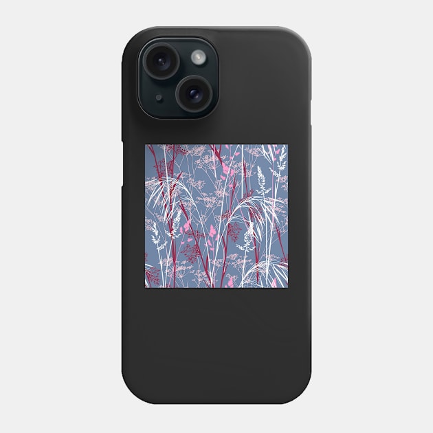 Wild grasses - gray-red Phone Case by kobyakov