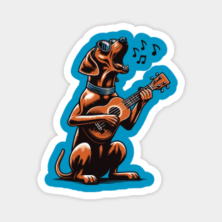 Dog Playing Guitar Singing Rhodesian Ridgeback Funny Magnet