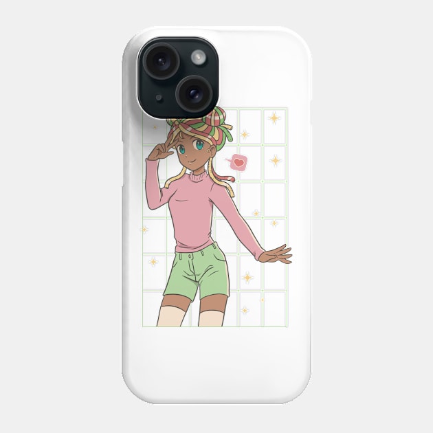 Afro Woman Anime P R t shirt Phone Case by LindenDesigns