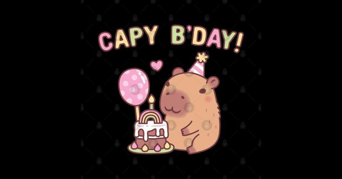 Cute Capybara Rainbow Birthday Cake Capy Bday Pun Capybara Sticker Teepublic 2065