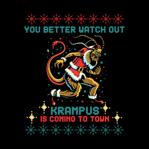 Krampus is coming to town Funny Xmas Ugly 8 bit Retro Gamer by WearablePSA