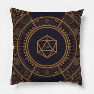 Retro Steampunk Polyhedral 20 Sided Dice Critical Hit Pillow