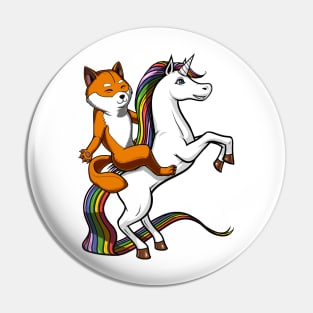 Shiba Inu Dog Riding Uncorn Pin