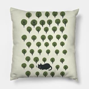 lazy cat nap forest Pillow