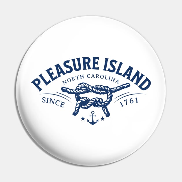 Pleasure Island, NC Beach Knot Summer Vacation Pin by Contentarama