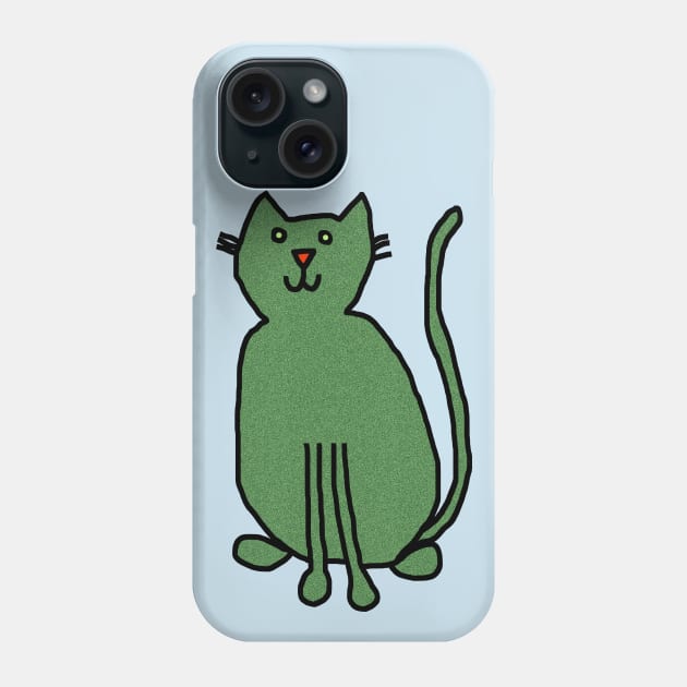 Cat Green Metallic Phone Case by ellenhenryart