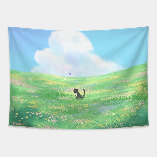 Meadow Cat Tapestry by Avery Ota