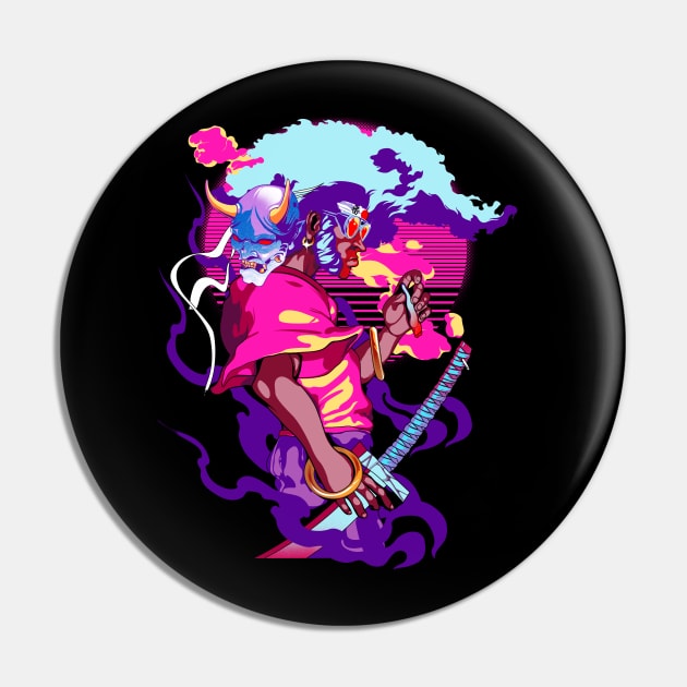 Neon Afro Samurai Pin by Heymoonly