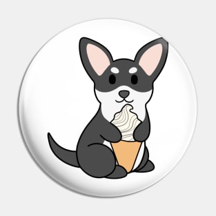 Black and White Chihuahua Ice Cream Pin