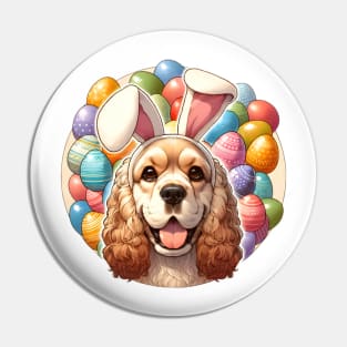 Cocker Spaniel with Bunny Ears Joins Easter Celebration Pin