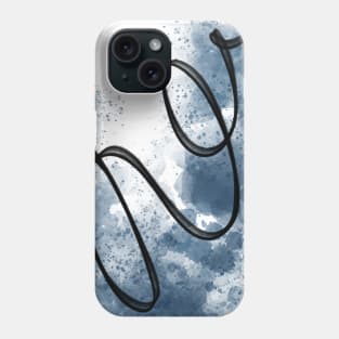 Blue Watercolor Spray Paint and Black Swirls Abstract Painting, made by EndlessEmporium Phone Case