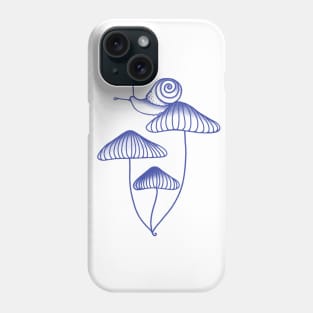 Blue Snail Sitting on Mushrooms Phone Case