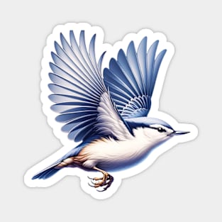 Flying White Breasted Nuthatch Magnet