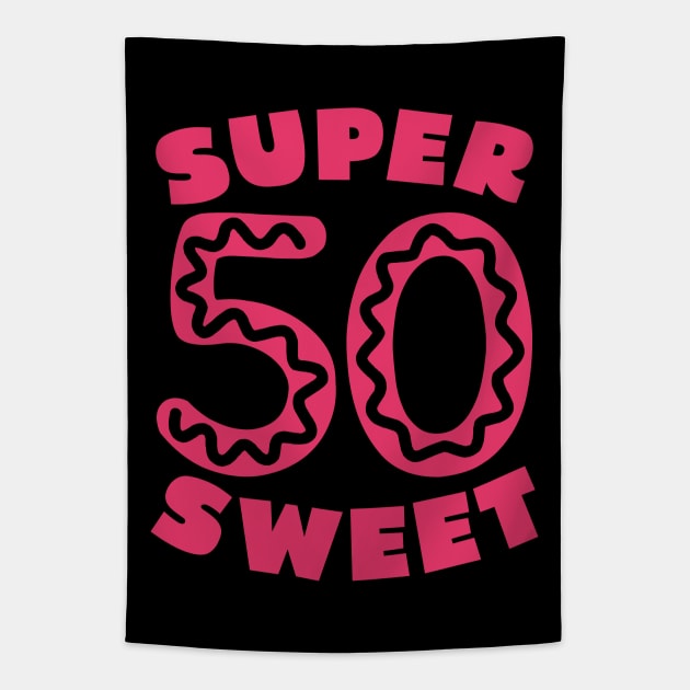 Super Sweet 50 Pink Donut Icing Tapestry by colorsplash