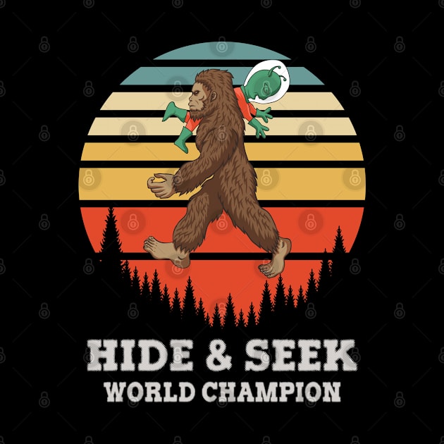 Hide and Seek World Champion Retro Vintage Bigfoot Silhouette by wizooherb
