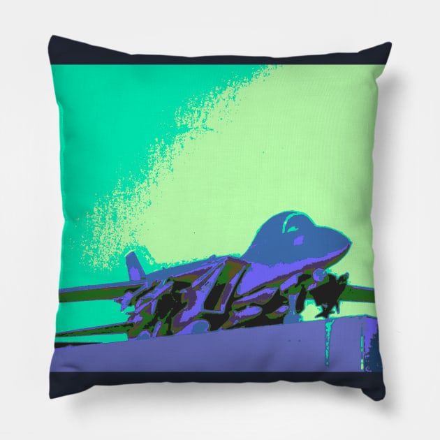 USAF F 14 Tomcat Art Poster Pillow by Retropenguin
