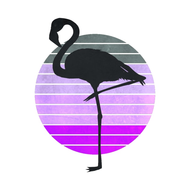 Flamingo Silhouette Reto Style by AlondraHanley