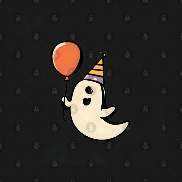 Funny ghost holding ballon retro by Aldrvnd