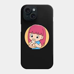 girl eating pizza Phone Case