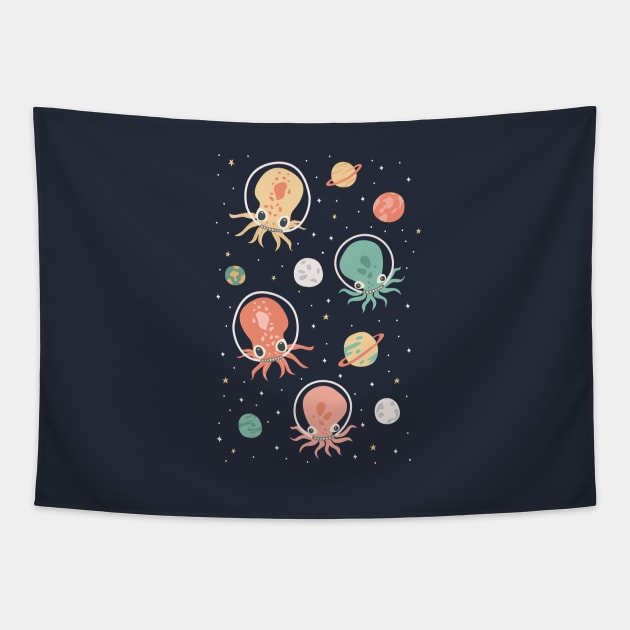 Squids in Space Tapestry by latheandquill