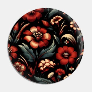 Red Floral Illustration Pin