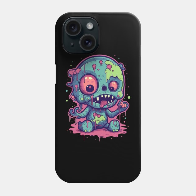 Gothic Kawaii Zombie Bunny: Playfully Macabre Graphic Design Phone Case by KUH-WAI-EE