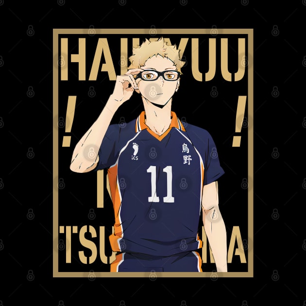 Haikyuu!!: Kei Tsukishima with Colored Background Text by InalZ