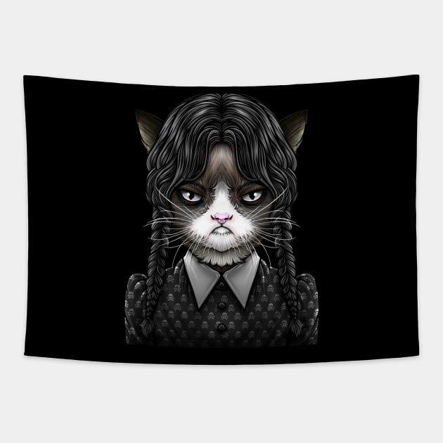 Wednesday Addams CAT Tapestry by LillyRise