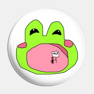 Yawning Green Frog Pin