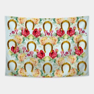 Pattern. Roses and Gold Horseshoes Tapestry