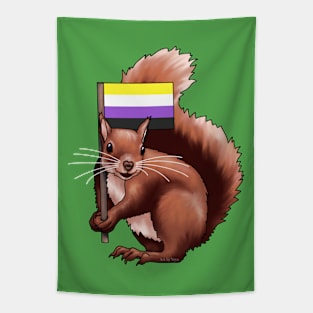 Squirrel with a Non-binary Flag Tapestry