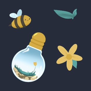 Cute Bee Lightbulb Terrarium T-Shirt