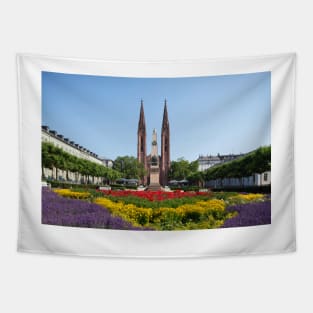 Luisenplatz with Waterloo Obelisk and St. Bonifatius Church, Wiesbaden Tapestry