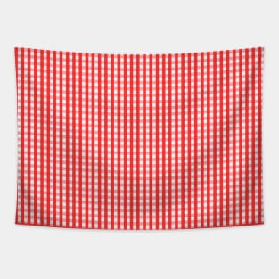 Red and White Gingham Pattern Tapestry