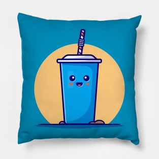 Cute Drink Cup Cartoon Vector Icon Illustration Pillow