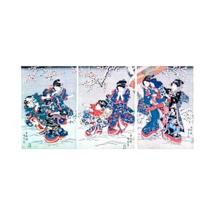 Snow Fight Women Children Japan Utagawa Kunisada T-Shirt