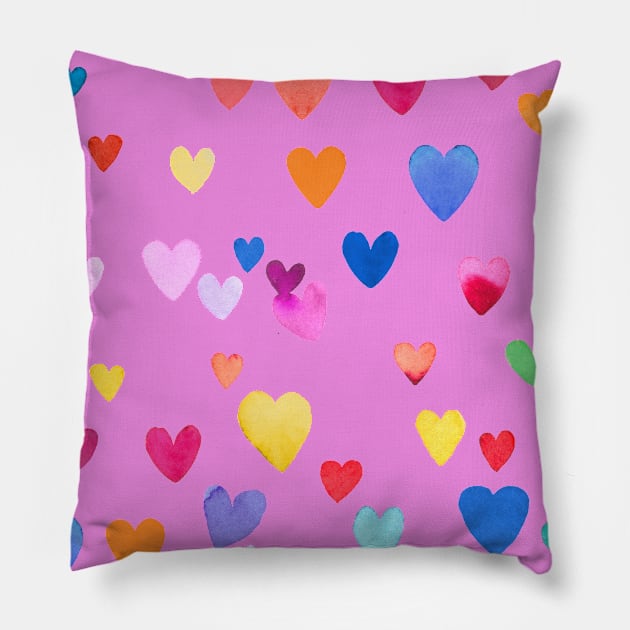 Valentines Multicolored Love Hearts Pillow by ninoladesign