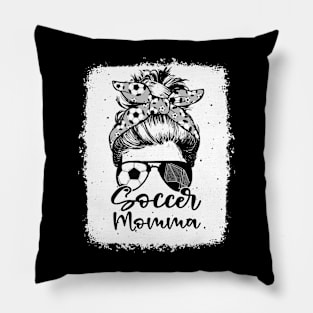 Soccer Momma Vintage Leopard Messy Bun Bleached Pillow